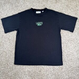 Lacoste Relaxed Fit Black Graphic Logo T-Shirt Womens Size 34 XS 100% Cotton